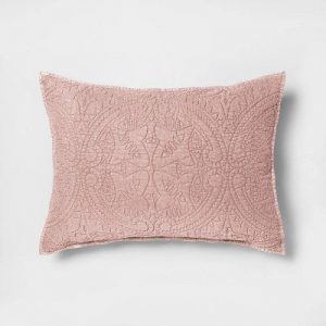 Standard Stitched Medallion Pillow Sham Blush