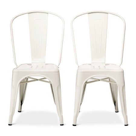 Set of 2 Carlisle High Back Metal Dining Chair White Alahagh