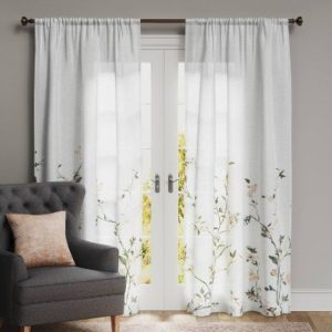 84"x54" Climbing Floral Window Curtain Panel Coral