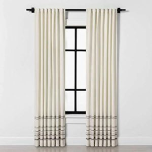 95" Engineered Hem Stripe Curtain Panel Gray / Sour Cream