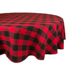 70" Cotton Round Tablecloth Red