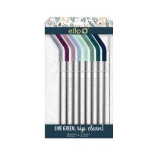 Ello 8pk Stainless/Silicone Tip Straws
