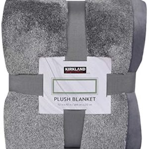 Gray Grey Kirkland Queen Plush Blanket 98 x 92 inches Super Sized