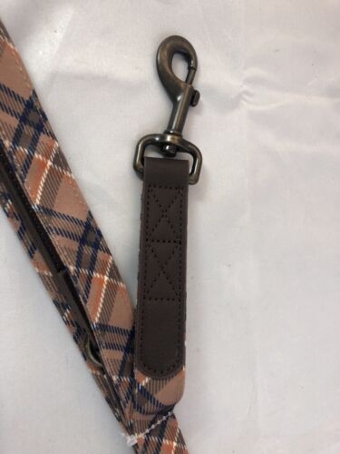 Harry Barker Dog Leash 6ft by House of Barker Brown Blue Plaid