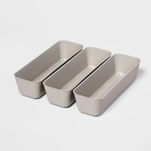 3pk Long Storage Trays Gray Mist