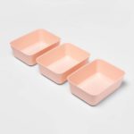 3pk Medium Storage Trays Feather Peach