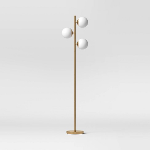 Globe Track Tree Floor Lamp White and Brass Alahagh