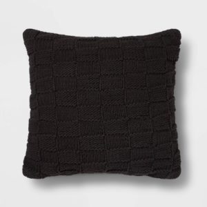 Oversized Chunky Knit Lumbar Throw Pillow Black