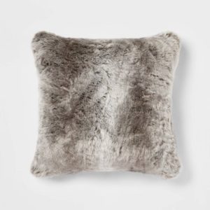Standard Faux Fur Pillowcase Gray Ombre