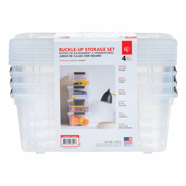 IRIS 12.9-Quart Buckle-Up Storage Box (4-Pack)