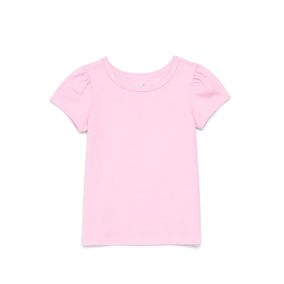 Garanimals Toddler Girl Short Puff Sleeve Solid T-Shirt, Sizes 18M-5T