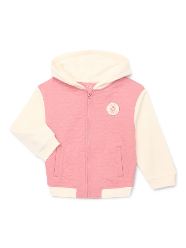 Wonder Nation Little Girls Quilted Zip-Up Bomber Jacket, Sizes 4-10