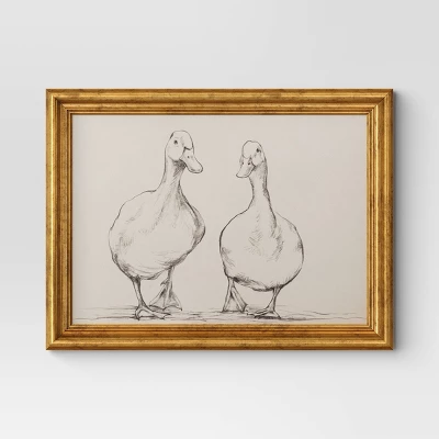 16"x 12" Bird Sketch Canvas Board Framed Art Black - Threshold