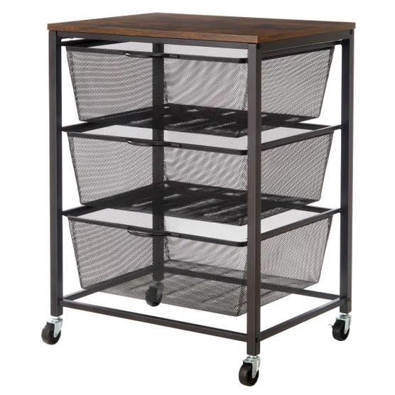 Edifice 3-Tier Mesh Rolling Cart