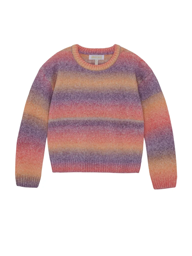 Planet Gold Girls Bow Print Ombre Sweater, Sizes 12M-18