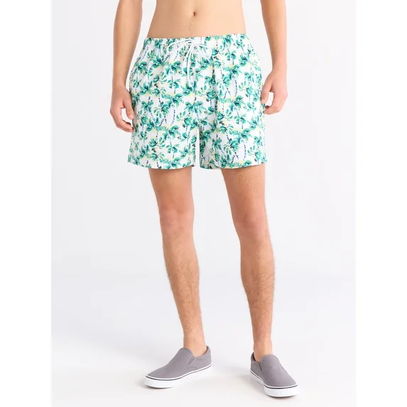 Free Assembly Men's Seersucker Swim Trunks, 5" Inseam, Sizes S-3XL
