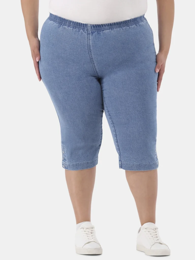 JMS Just My Size by Hanes Women's Plus Size Pull on Bling Tab Capri Pants, Sizes 0X-4X