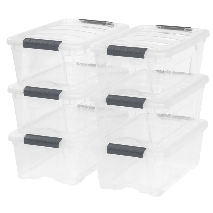 IRIS 12.9-Quart Buckle-Up Storage Box – Clear (6-Pack)
