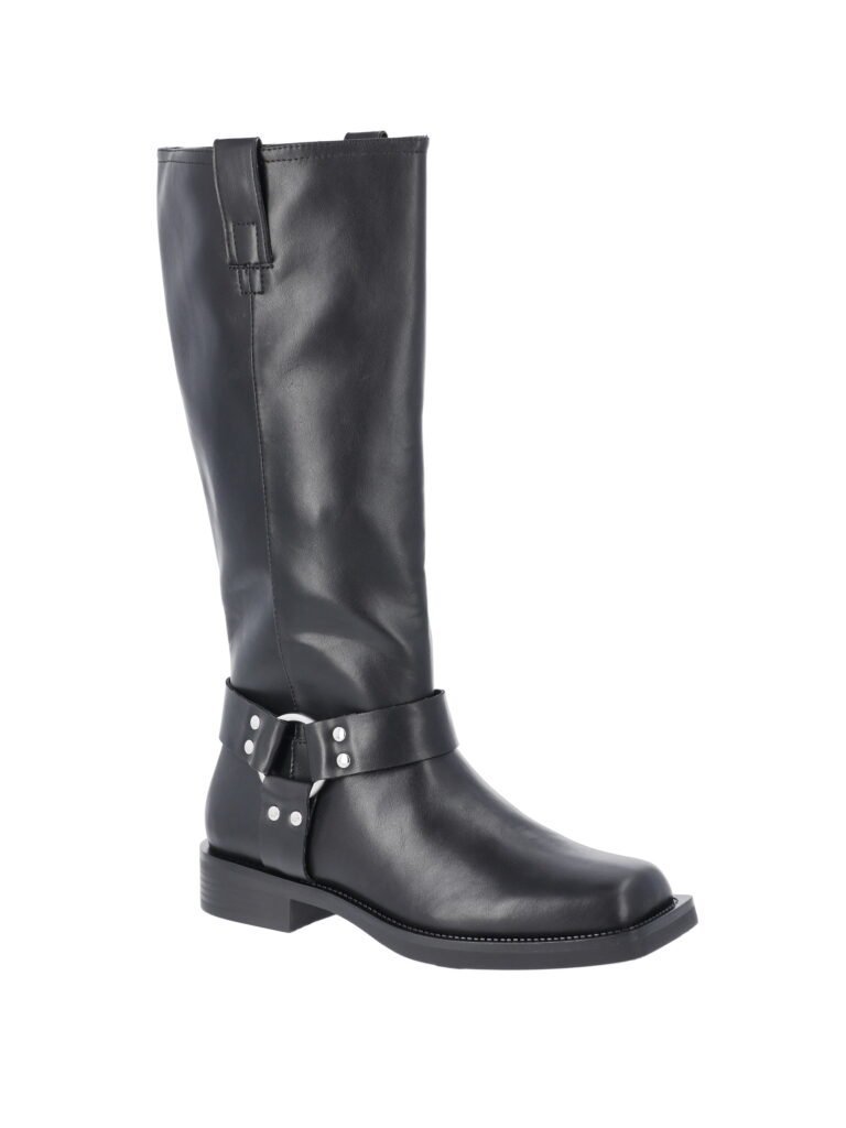 Time and Tru Women's Faux Leather Tall Moto Harness Boots