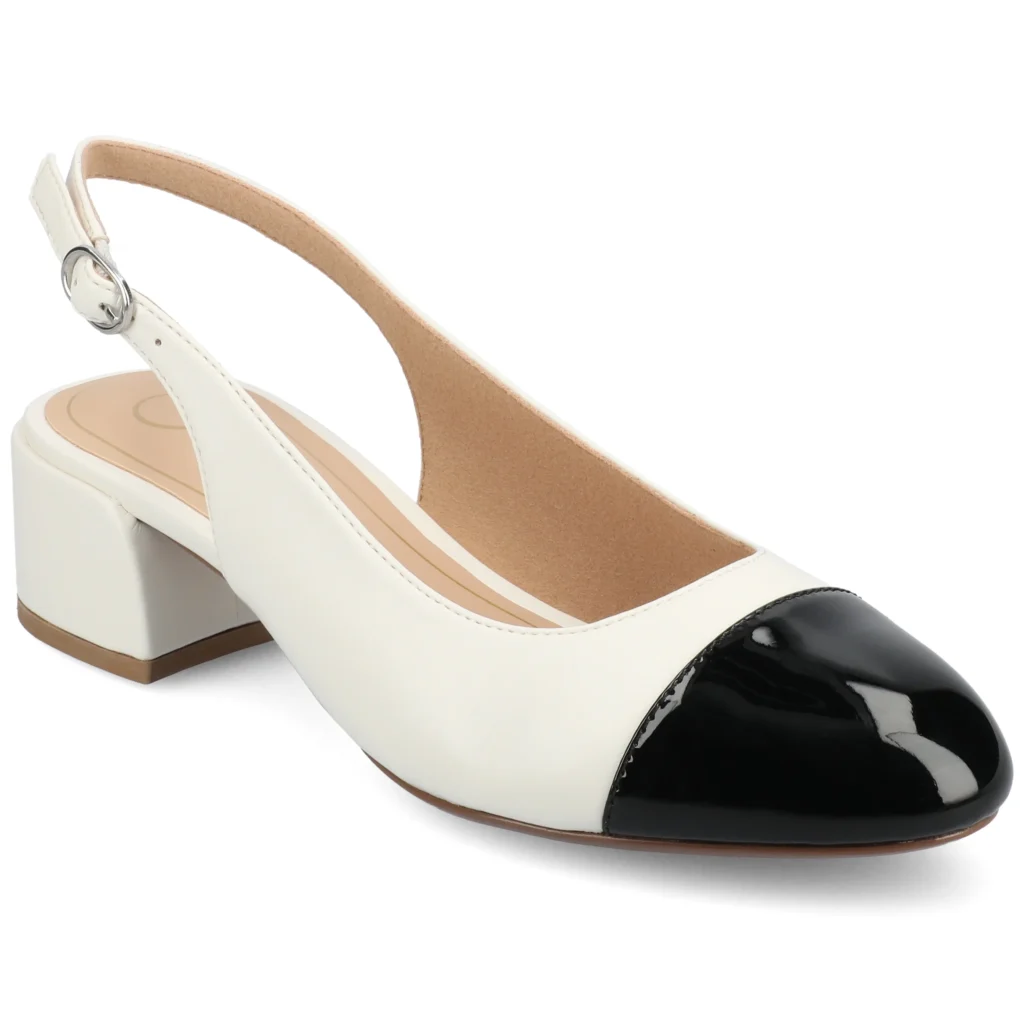Journee Womens Sammie Sling Back Cap Toe Block Heel Pumps, Widths Available