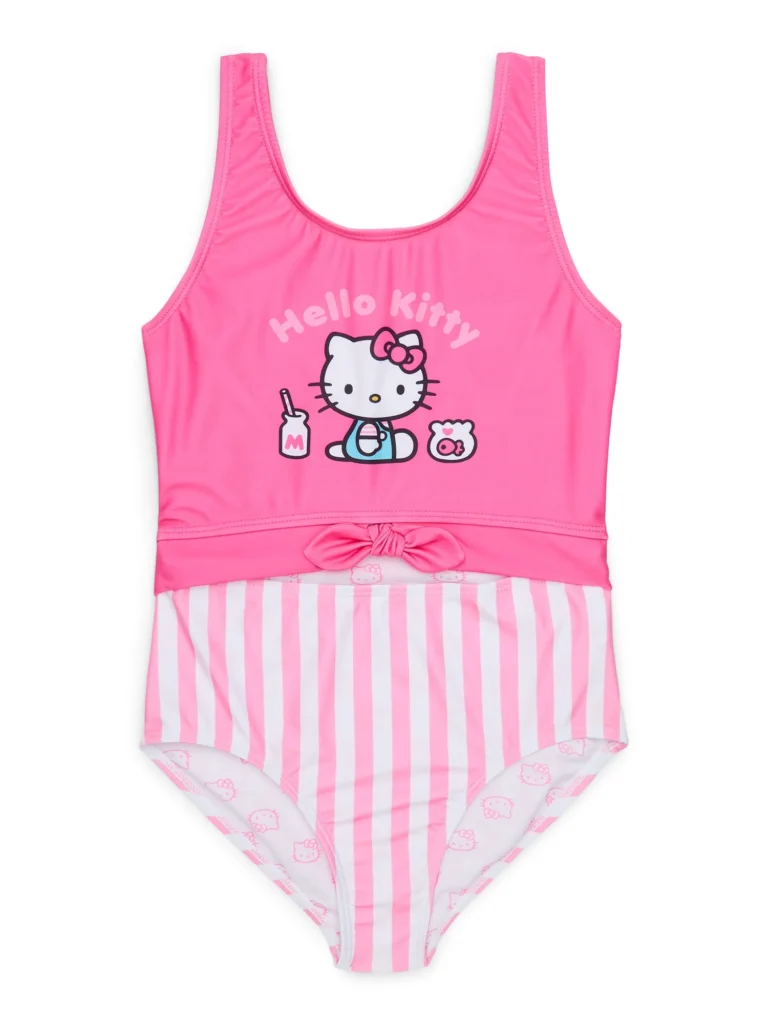 Sanrio Hello Kitty Toddler Girls One-Piece Swimsuit with UPF 50+, Sizes 2T-4T