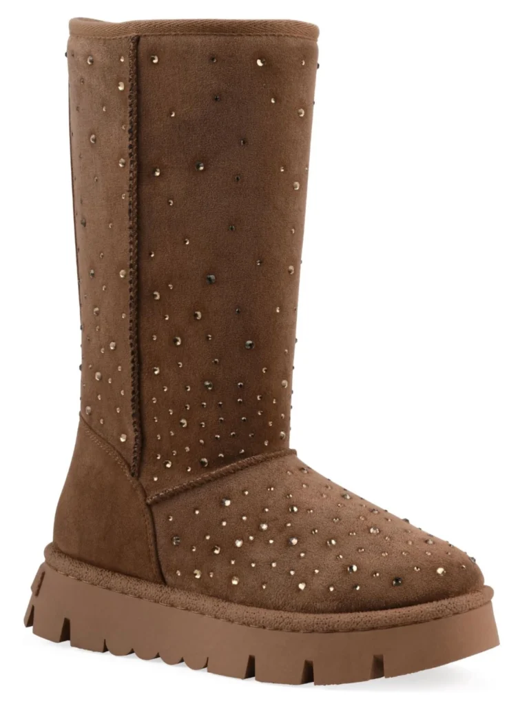 White Mountain Women's Mid Calf Rhinestone Cozy Boot