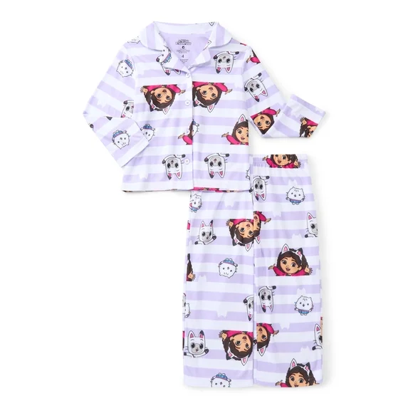 Gabby Dollhouse Girls Long Sleeve Pajama Coat Set, Sizes 4-10