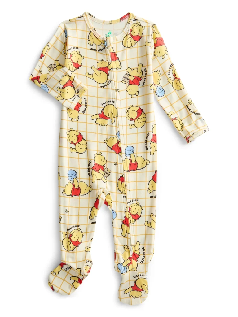 Winnie the Pooh Baby Boys or Girls Viscose Sleep Footed One-Piece with Hat Set, 2-Piece, Sizes 0M-6/9M