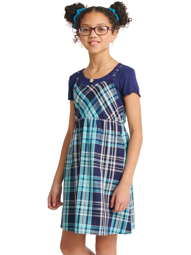 Justice Girls 2Fer Plaid Dress & Tee, Sizes XS - XLP