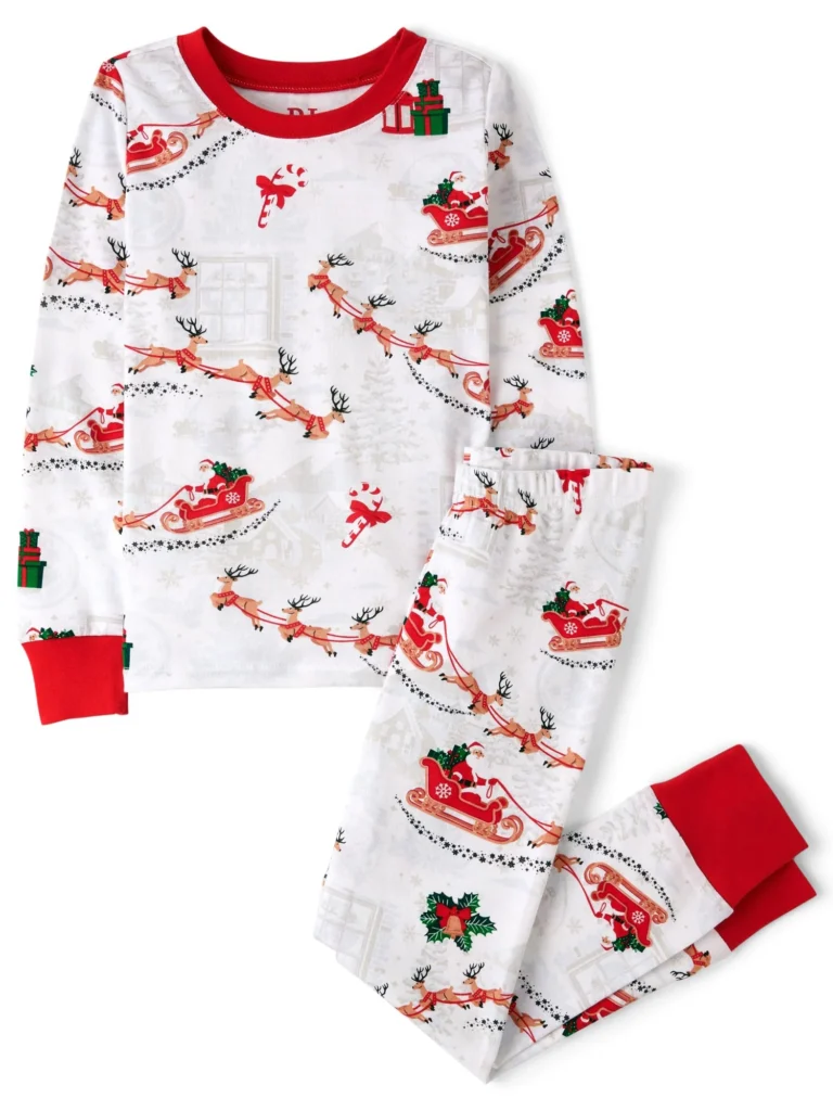 The Children's Place Baby Unisex Matching Family Santa Sleigh Snug Fit Cotton Pajamas, Sizes 0-24 Months