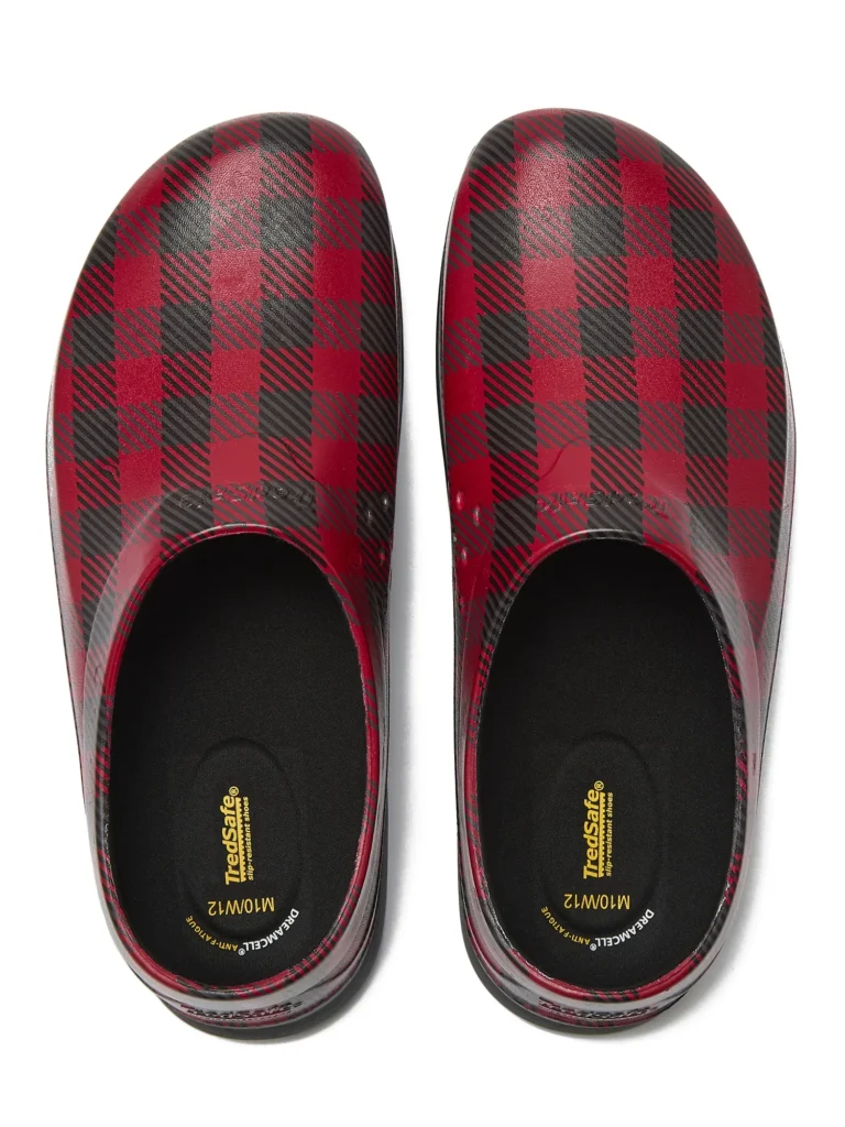 TredSafe Unisex Mens or Womens Caspian Slip Resistant Clogs, Buffalo Plaid