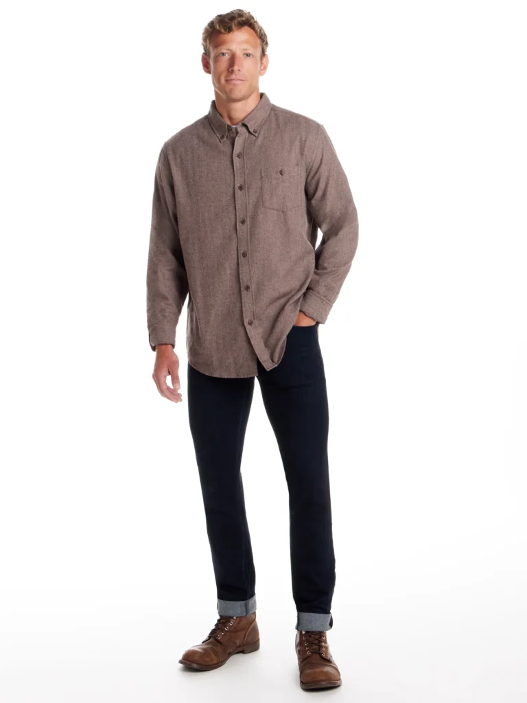 Frontier Threads Men's Long Sleeve Button Down Solid Flannel