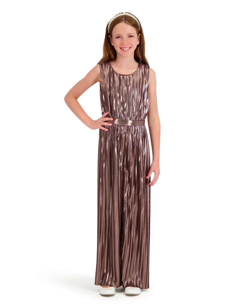 Kensie Girl Sleeveless Pleated Metallic Jumpsuit, Sizes 4-16
