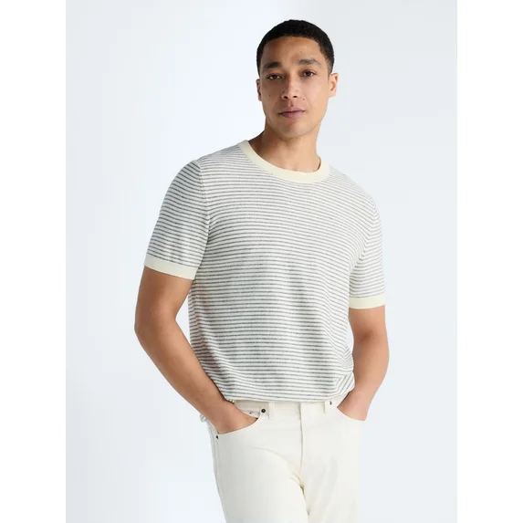 Free Assembly Men's Sweater Tee with Short Sleeves, Sizes S-3XL