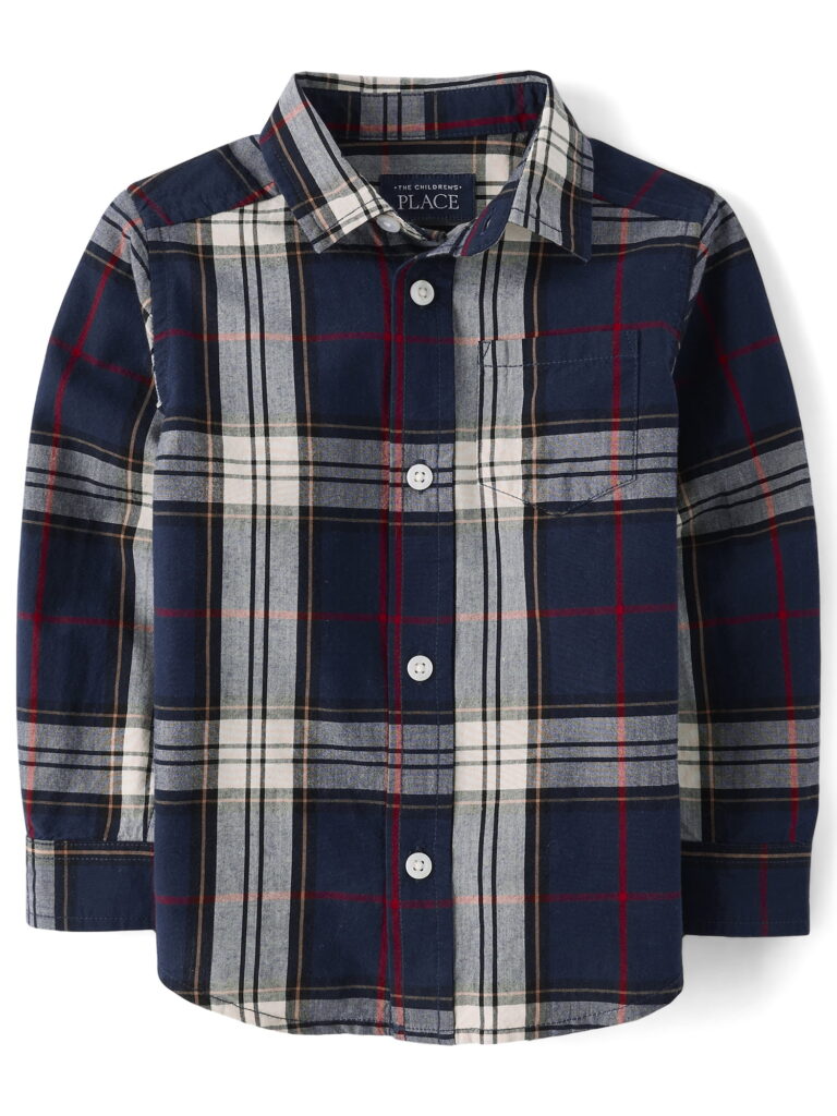 The Children's Place Toddler Boys Long Sleeve Plaid Hoodie, Sizes 6M-5T