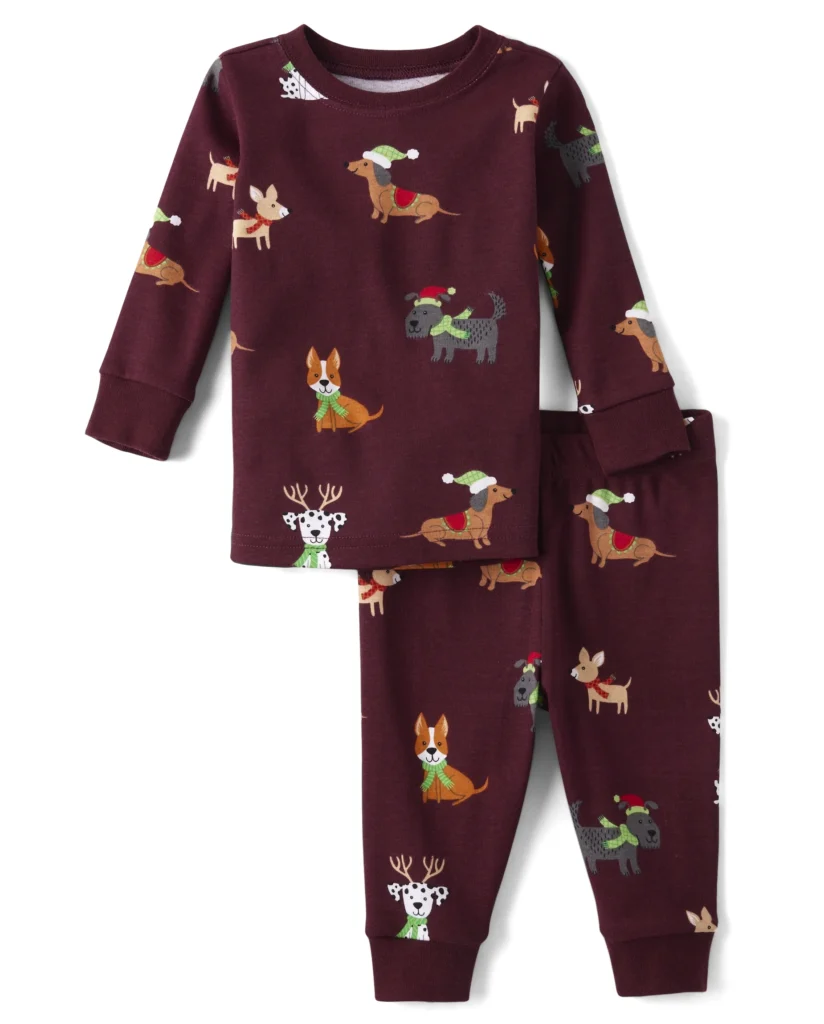 The Children's Place Baby Unisex Matching Family Holiday Dog Snug Fit Cotton Pajamas, Sizes 0-24 Months