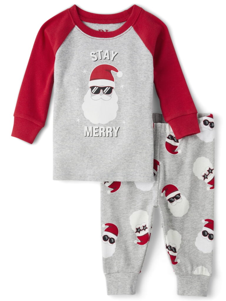 The Children's Place Baby Unisex Matching Sibling Glow-in-the-Dark Stay Merry Snug Fit Cotton Pajamas, Sizes 0-24 Months