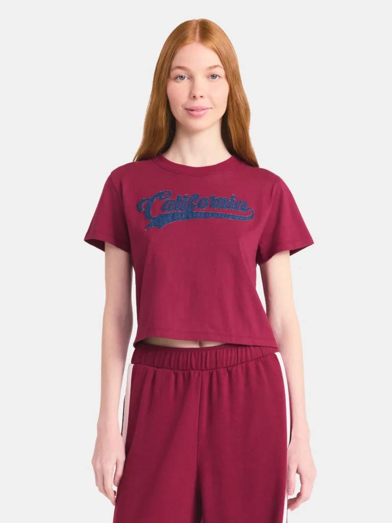 No Boundaries Embroidered Boxy Cropped Tee, Women's