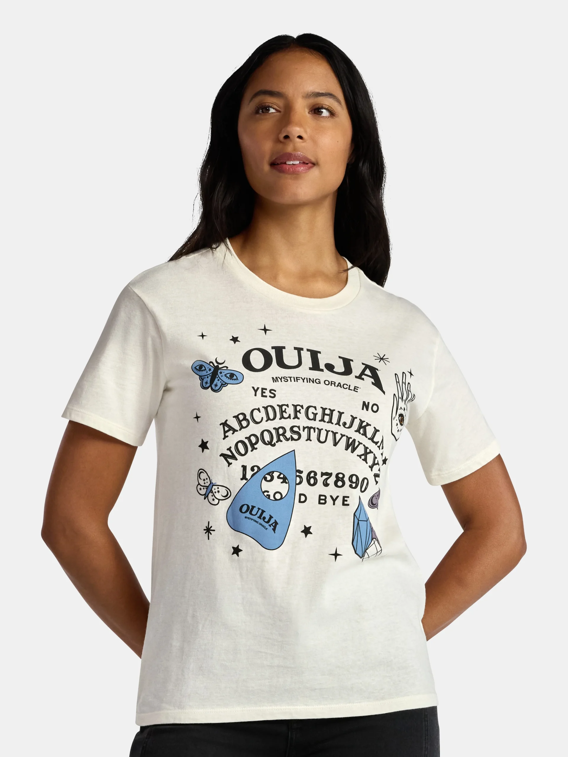 Ouija Board Women's Cotton Graphic Tee with Short Sleeves, Sizes XXS-XXL
