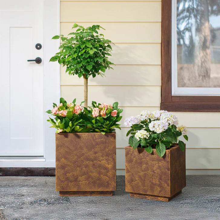 StyleCraft Corten-Style Planters (Set of 2)