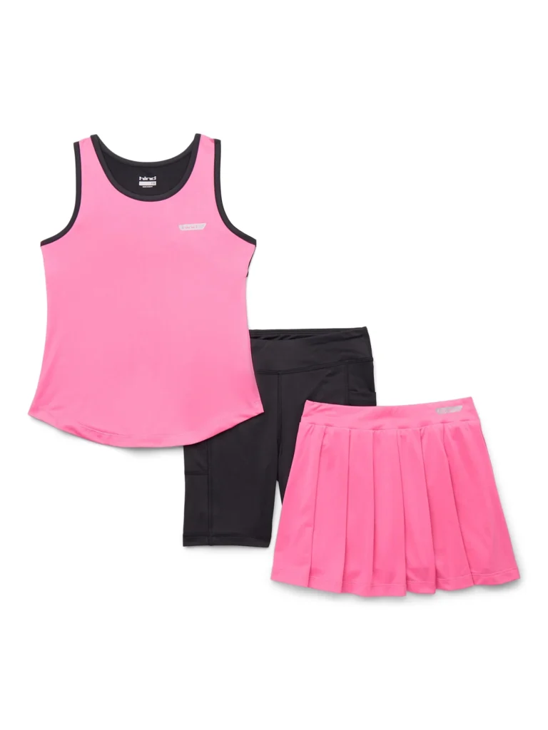 Hind Girls' Active Tank Top, Bike Shorts and Skort Set, 3-Piece, Sizes 4-16