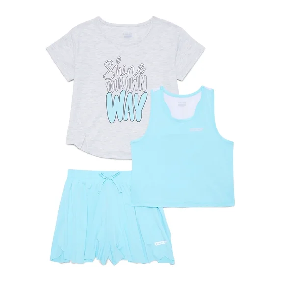 Hind Girls' Athletic Tank Top, Tee and Skort Set, 3 Piece, Sizes 4-16