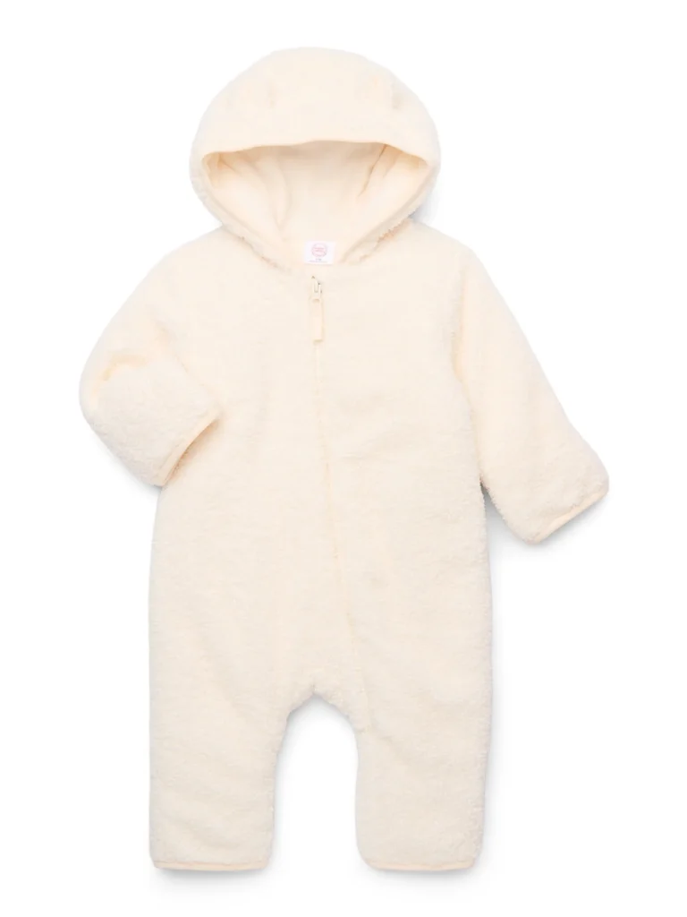 Wonder Nation Baby Teddy Fleece Pram with Hood, Sizes 0M-9M