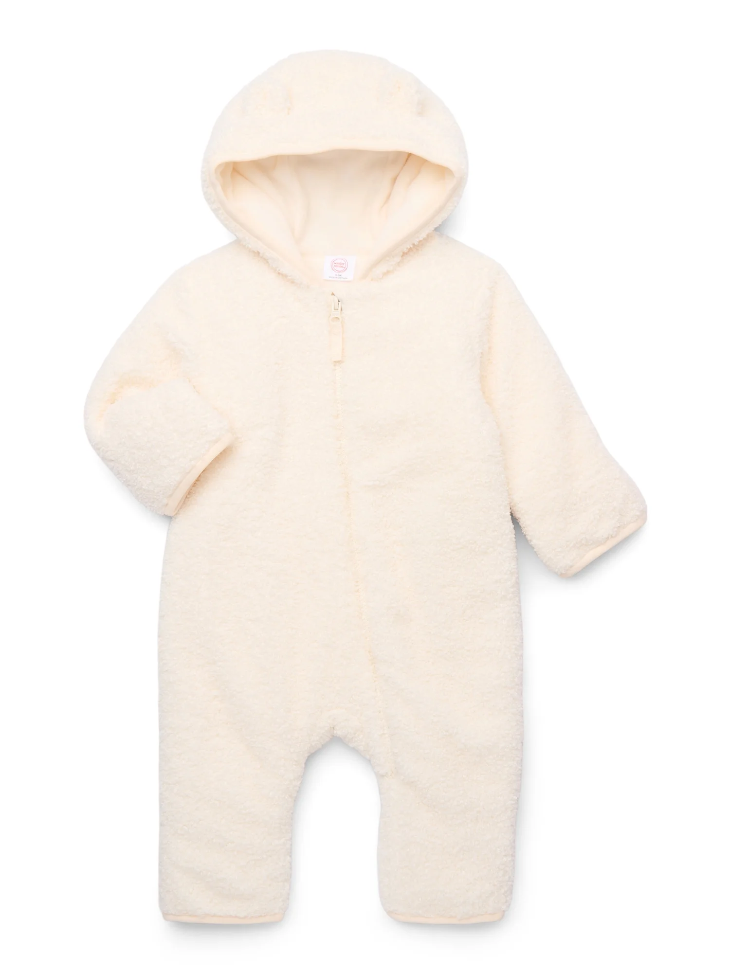 Wonder Nation Baby Teddy Fleece Pram with Hood, Sizes 0M-9M