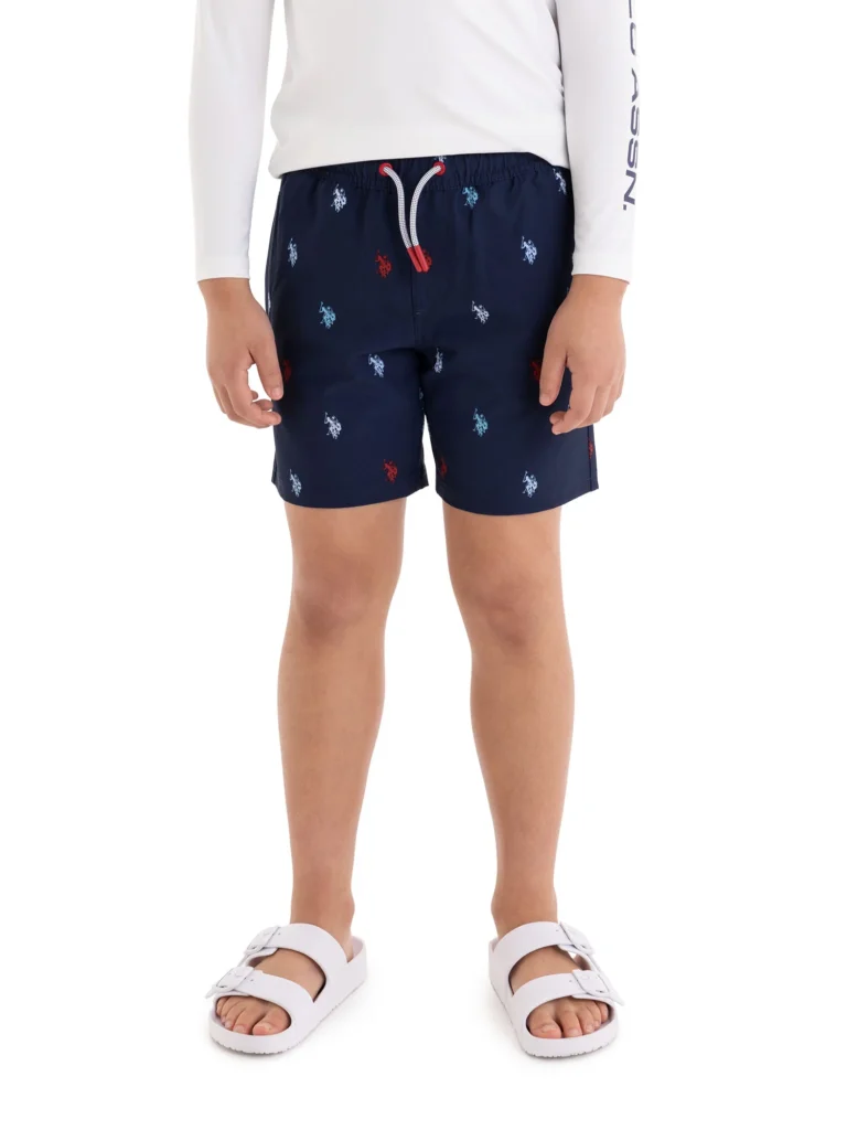 U.S. Polo Assn. Boys Logo Print Swim Short with Brief Liner, Sizes 4-18
