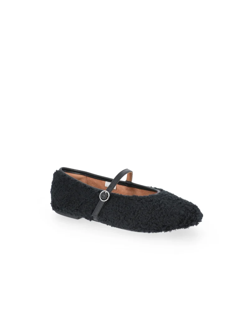No Boundaries Women's Faux Shearling Mary Jane Flats