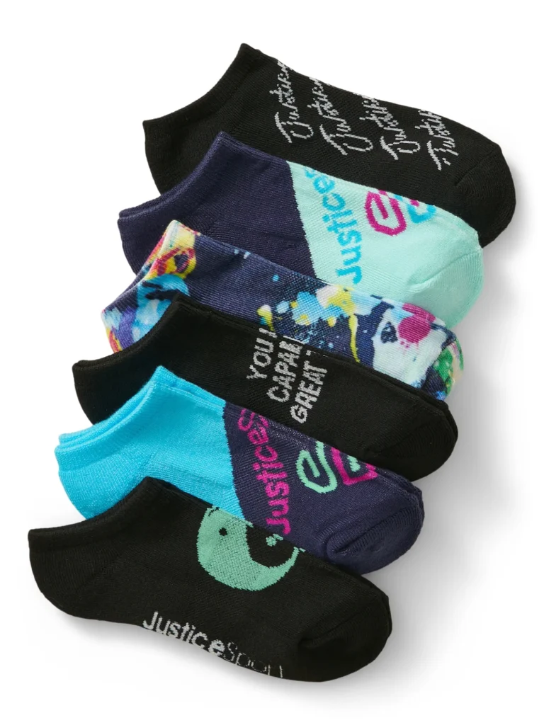Justice, Girls No-Show Socks, 6-Pack, Sizes M-L