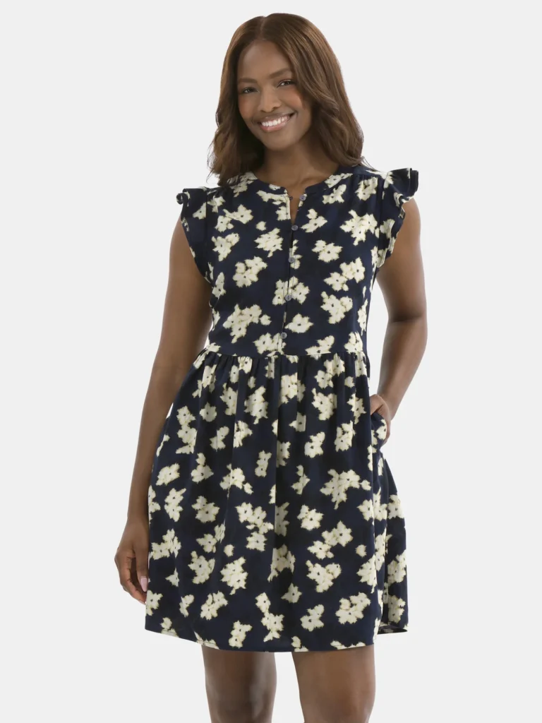 Time and Tru Women's Flutter Sleeve Mini Dress, Sizes XS-XXXL