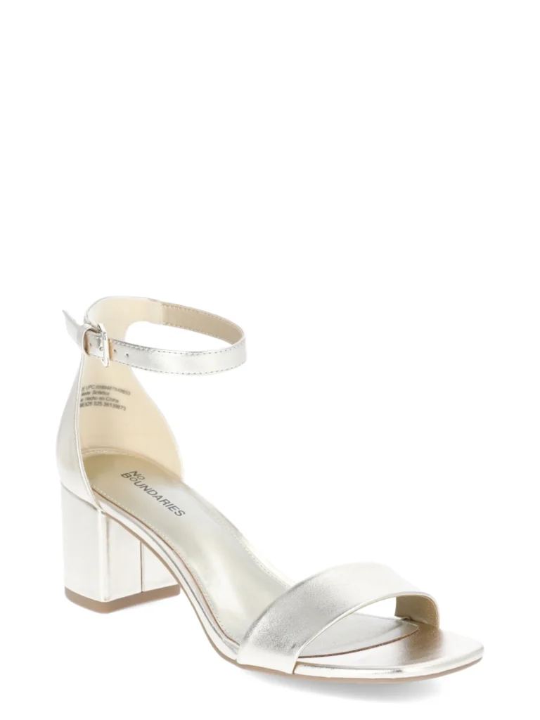 No Boundaries Women's Block Heel with Fur Ankle Strap