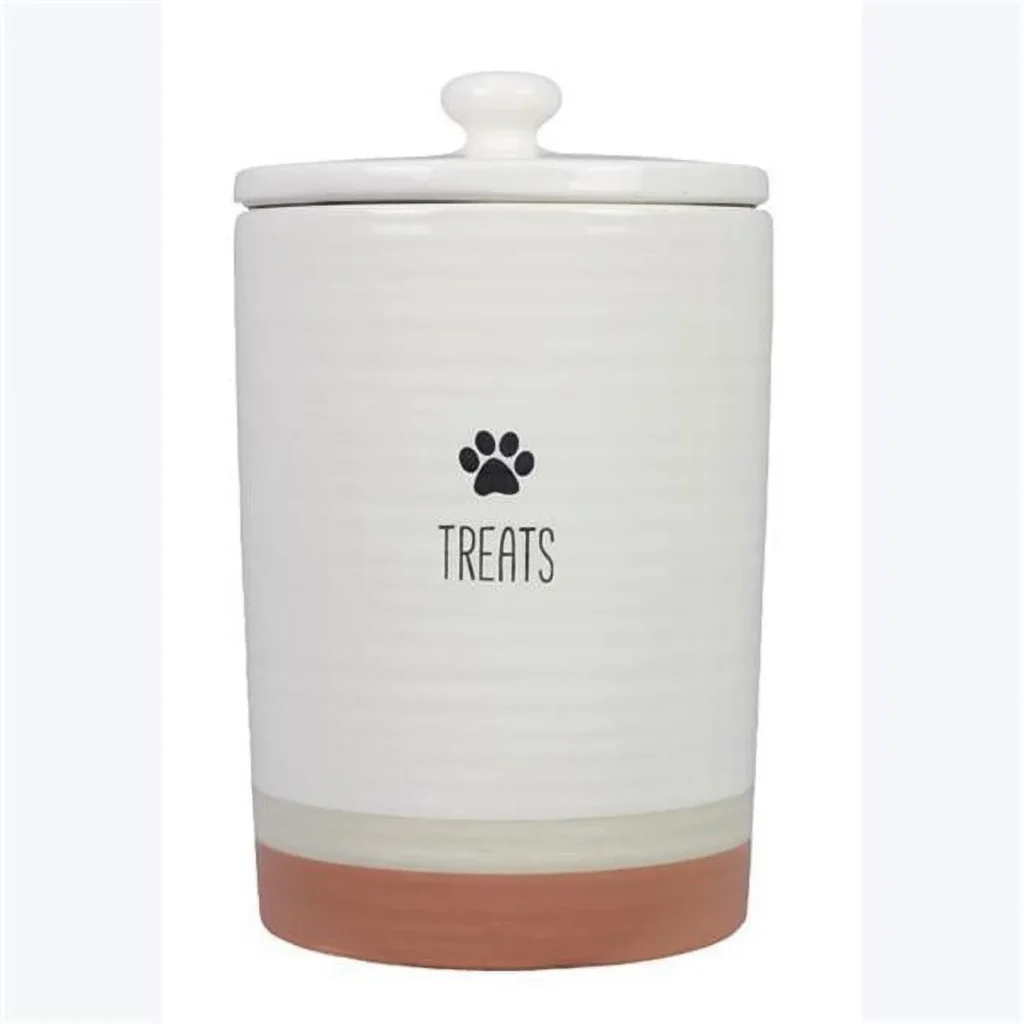 Ceramic Pet Treat Jar ( White)